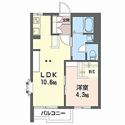 コーポ小倉 1LDKの間取図画像