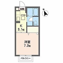 エレンシア古坦 1Kの間取図画像