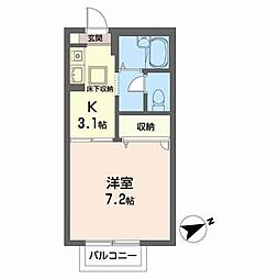 パルティール1 1Kの間取図画像