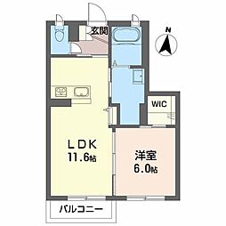 ベレオガーデンズ久留米2 1LDKの間取図画像