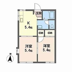グロリアーズ富沢 2Kの間取図画像
