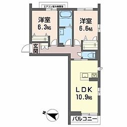 グランカーサ長町 2LDKの間取図画像