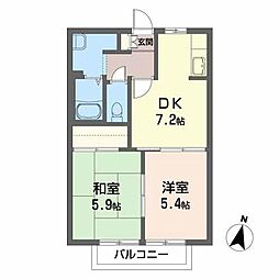 プロンティ袋原5 2DKの間取図画像