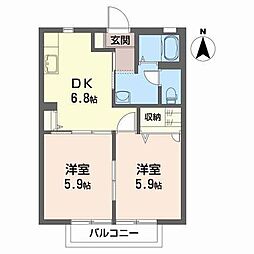 ル・グランMK 2DKの間取図画像