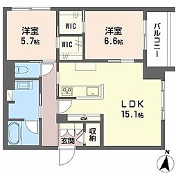 Albemarle上杉 2LDKの間取図画像