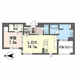 THE GARDEN 八幡 1LDKの間取図画像