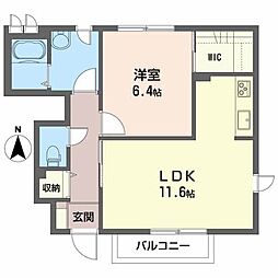 プラザ・カナン弐番館 1LDKの間取図画像