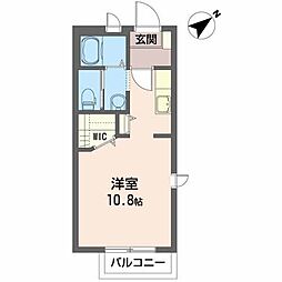 グランセレッソD ワンルームの間取図画像