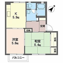 ブルーレトワール 2Kの間取図画像