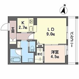 フォルビート八橋 1LDKの間取図画像