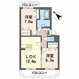 ヴィラグランドール 2LDKの間取図画像