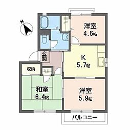 ルミエール大宮2 3Kの間取図画像