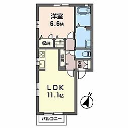シャーメゾンシルクB 1LDKの間取図画像