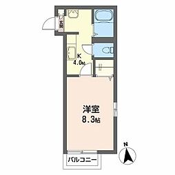 パルコート 1Kの間取図画像