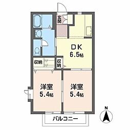 コンフォートC館 2DKの間取図画像