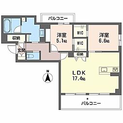 Terrace米ケ袋 2LDKの間取図画像
