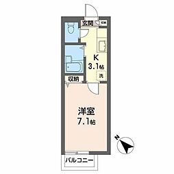 ディアコート小松島 1Kの間取図画像