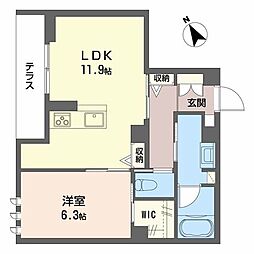 メゾンruebriller 1LDKの間取図画像