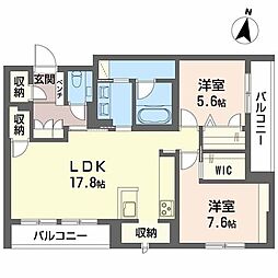 アンシャンテ長町南 2LDKの間取図画像