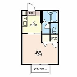 上島ビギン 1Kの間取図画像