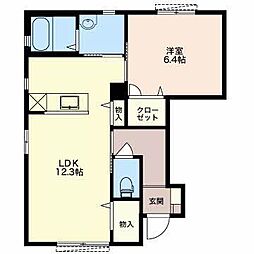 ベルテB 1LDKの間取図画像