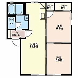 RinD 2LDKの間取図画像
