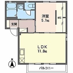 ブランエトワールB 1LDKの間取図画像
