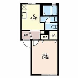 ヴィラージュ・M 1Kの間取図画像