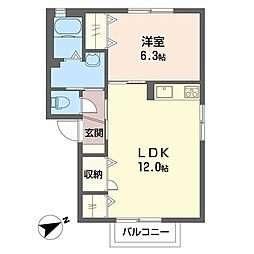 BKハイム 1LDKの間取図画像