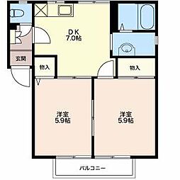 アグリベールELLEA 2DKの間取図画像