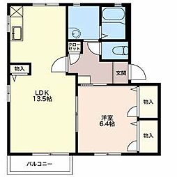 グランドソレイユ 1階1LDKの間取り