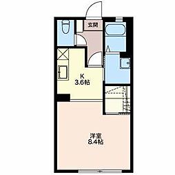アフロディア 1Kの間取図画像