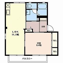 いちごハウスF 1LDKの間取図画像