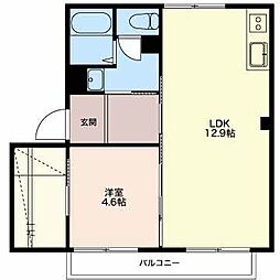 メゾンボナールN 1LDKの間取図画像