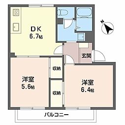 メゾンボナールN 2DKの間取図画像