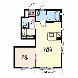 アナハイム 1LDKの間取図画像
