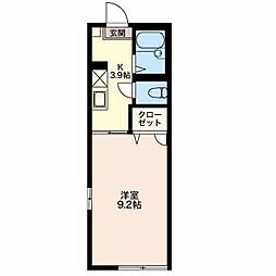 ハイツFloral2 1Kの間取図画像