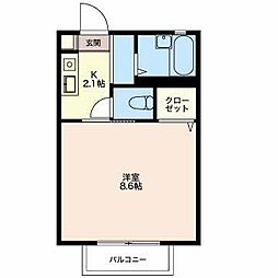 ビヤマナK2 1Kの間取図画像