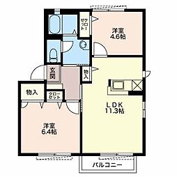 メディオB 2LDKの間取図画像
