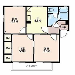 ハイツやま清 3Kの間取図画像