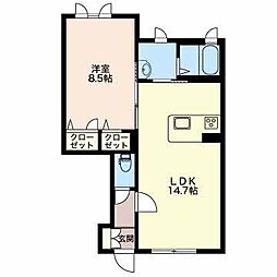 ガーデンシティ長倉N 1LDKの間取図画像