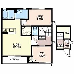 マストタウンナガクラD 2LDKの間取図画像