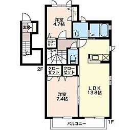 ガーデンシティ長倉N 2LDKの間取図画像