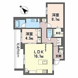 ＬＵＣＡ 3階2LDKの間取り