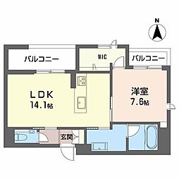 ウイングズドエル 1LDKの間取図画像