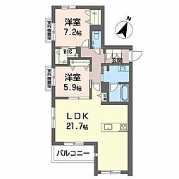 シャーメゾン川名 2LDKの間取図画像