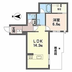 エクラージュ花町 1LDKの間取図画像