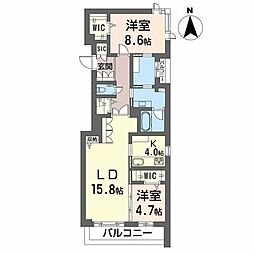 シャーメゾン国府宮駅前 2LDKの間取図画像