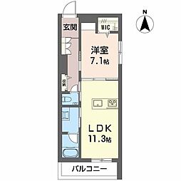 シャーメゾン国府宮駅前 1LDKの間取図画像