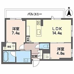 シャーメゾン国府宮駅前 2LDKの間取図画像